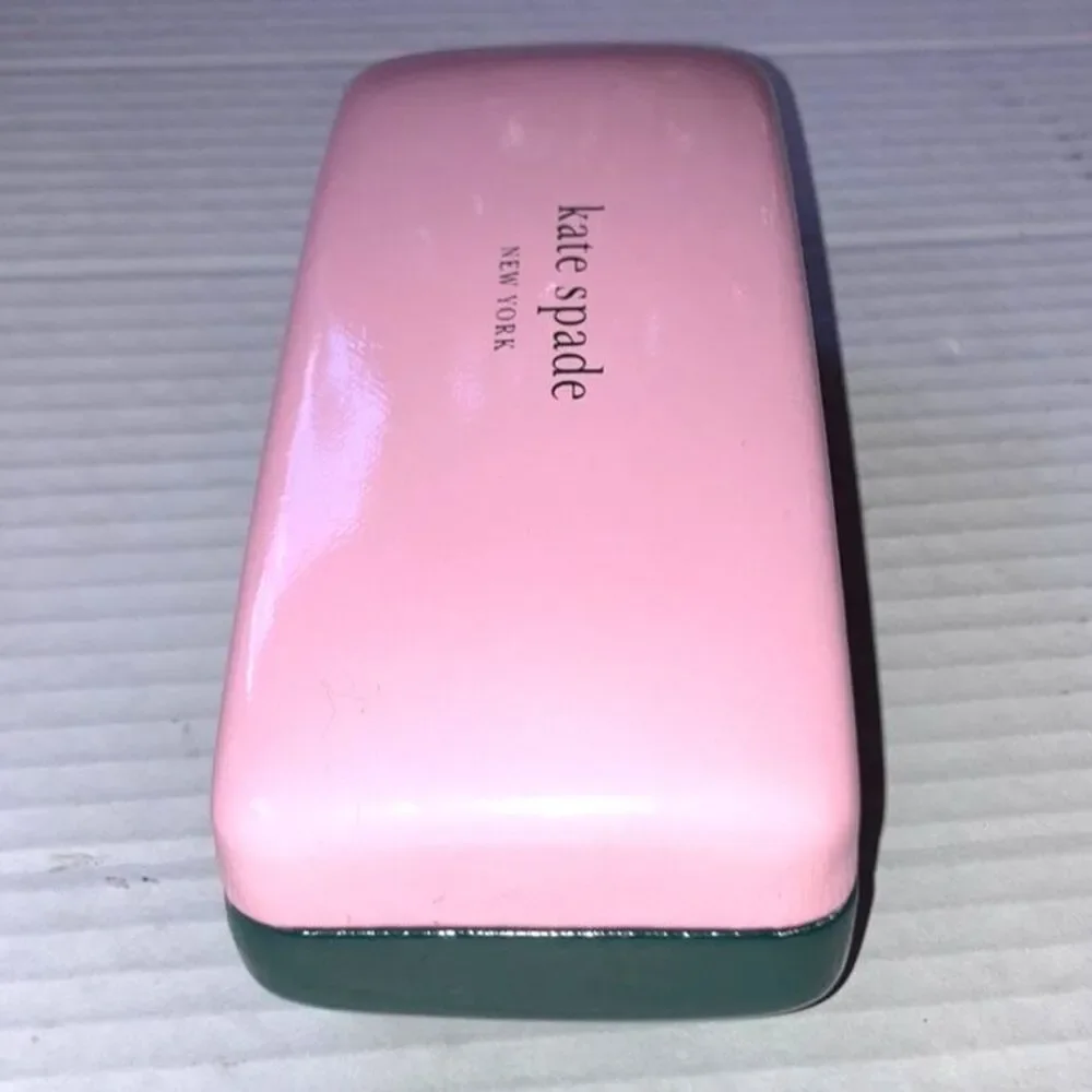 KATE SPADE Sunglasses Eyeglass Case Pink and Charcoal Gray Grey Hard Clamshell